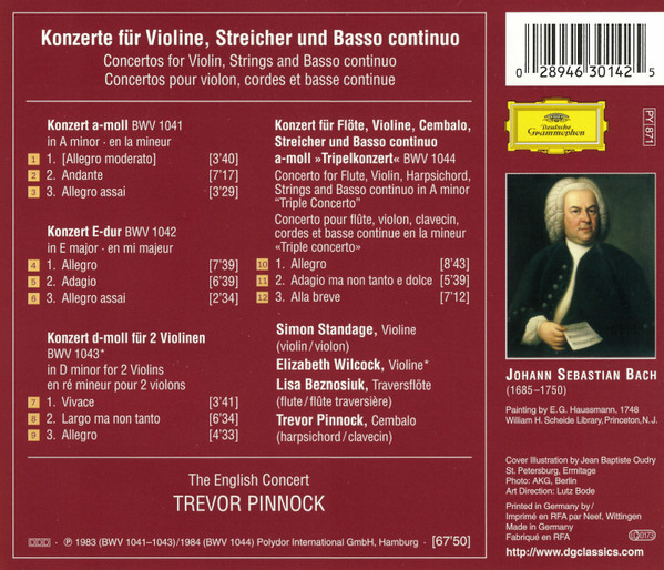 Johann Sebastian Bach, Trevor Pinnock, The English Concert - Die 3 Violinkonzerte · Tripelkonzert (CD, Album, RE) (Near Mint (NM or M-)) - Image 2