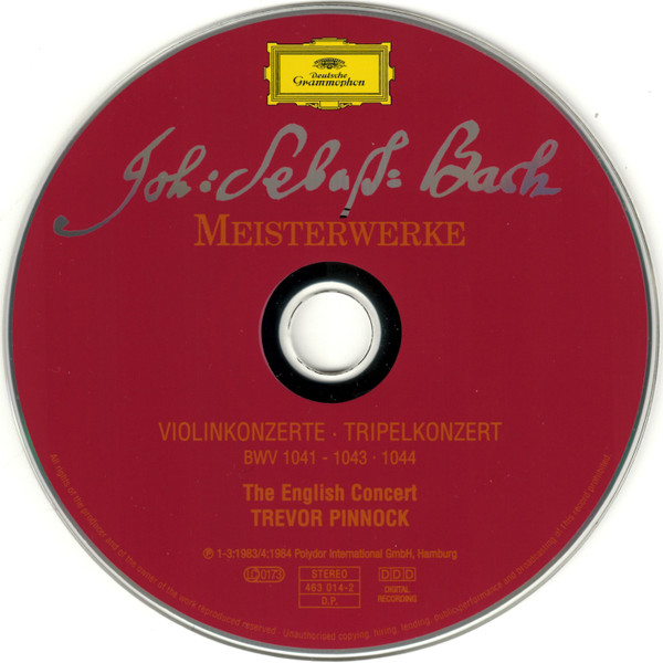 Johann Sebastian Bach, Trevor Pinnock, The English Concert - Die 3 Violinkonzerte · Tripelkonzert (CD, Album, RE) (Near Mint (NM or M-)) - Image 3