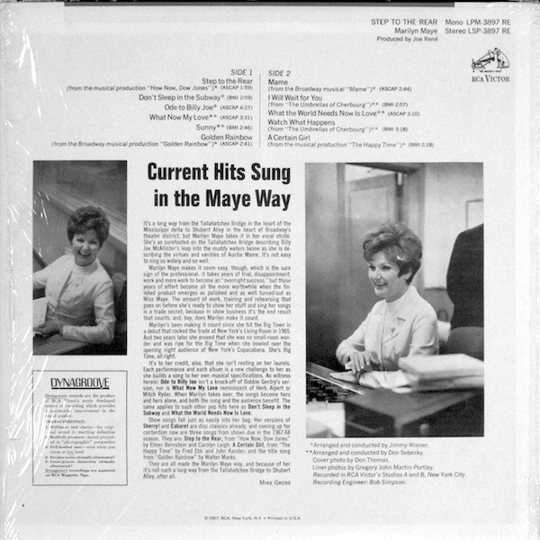 Marilyn Maye - Step To The Rear (LP, Album) (Mint (M)) - Image 2