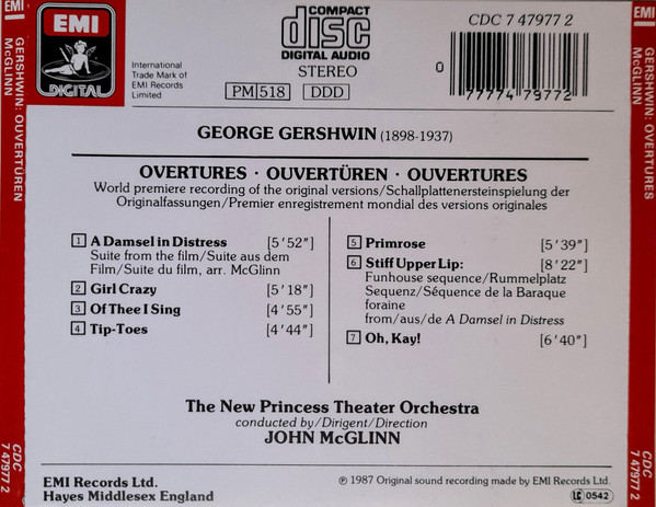 John McGlinn & The New Princess Orchestra, George Gershwin - Overtures (CD, Album) (Near Mint (NM or M-)) - Image 2