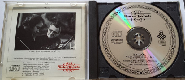 Béla Bartók, Gerhart Hetzel, Adam Fischer (2), Hungarian State Orchestra - Violin Concertos 1 & 2 (CD) (Near Mint (NM or M-)) - Image 3
