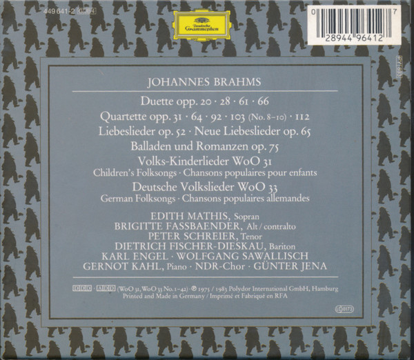 Johannes Brahms, Edith Mathis, Fassbaender*, Schreier*, Fischer-Dieskau* - Vokal Ensembles (4xCD, Comp, RE) (Mint (M)) - Image 2