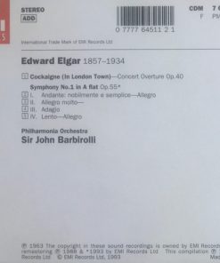 Sir Edward Elgar, Philharmonia Orchestra, Sir John Barbirolli - Symphony No.1 In A Flat; Cockaigne Overture (CD, Comp, RM) (Near Mint (NM or M-)) - Image 3