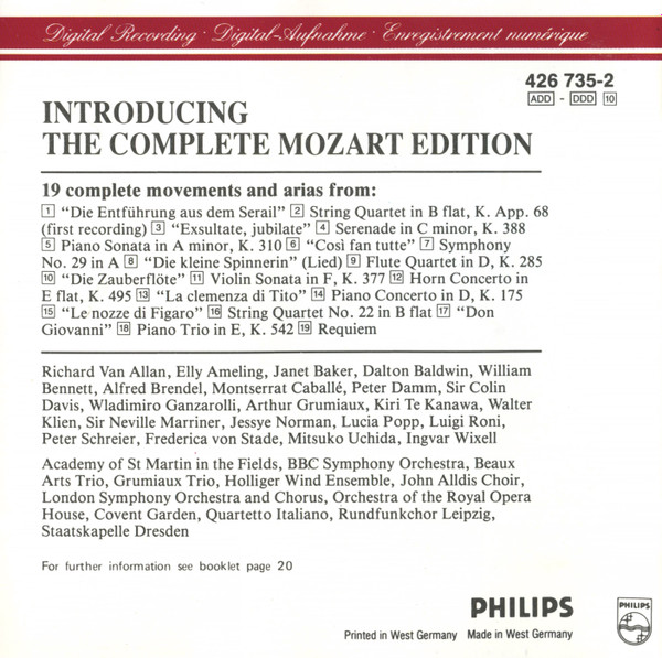 Wolfgang Amadeus Mozart - Introducing Mozart (The Complete Mozart Edition) (CD, Comp) (Near Mint (NM or M-)) - Image 5