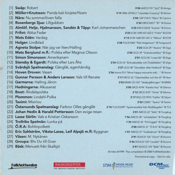 Various - Folk Acts Sweden 2000 (CD, Comp, Promo) (Mint (M)) - Image 4