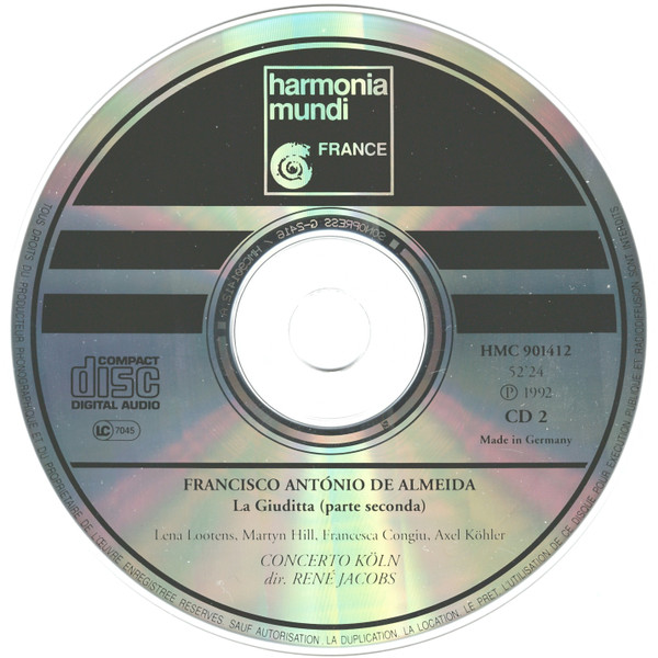 Francisco António de Almeida - Lena Lootens, Francesca Congiu, Axel Köhler, Martyn Hill, Concerto Köln, René Jacobs - La Giuditta - Oratorio (2xCD, Album) (Near Mint (NM or M-)) - Image 5