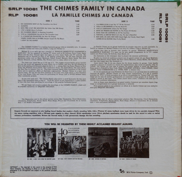 The Chimes Family (2) - La Famille Chimes Au Canada - The Chimes Family In Canada (LP, Album, Mono) (Mint (M)) - Image 2