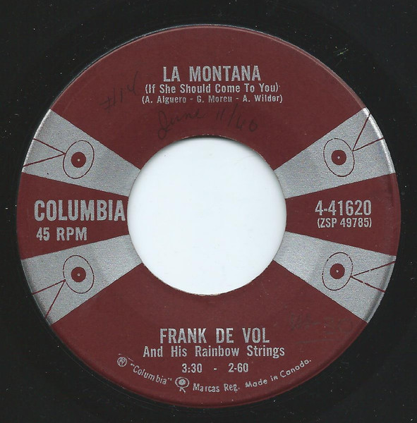 Frank De Vol And His Rainbow Strings - The Key Theme / La Montana (7") (Very Good Plus (VG+)) - Image 2