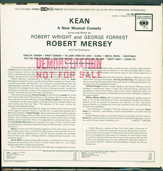 Robert Mersey And His Orchestra - Kean (LP, Album) (Mint (M)) - Image 2