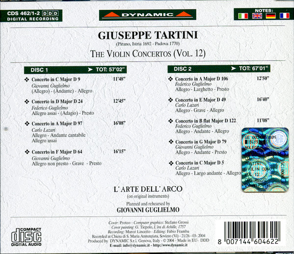 Giuseppe Tartini, L'Arte Dell'Arco - The Violin Concertos Vol. 12 ("In Nomine Domini Dei ...") (2xCD, Album) (Near Mint (NM or M-)) - Image 2