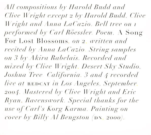 Harold Budd & Clive Wright - A Song For Lost Blossoms (CD, Album) (Near Mint (NM or M-)) - Image 5