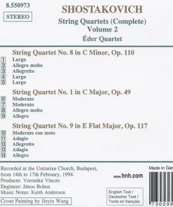 Alternative view of Dmitri Shostakovich, Éder Quartet - String Quartets (Complete) Volume 2 Nos. 1, 8 And 9 (CD, Album, RE) (Near Mint (NM or M-))