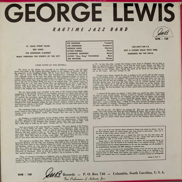 George Lewis' Ragtime Band - George Lewis Ragtime Jazz Band (LP, Album, M/Print) (Mint (M)) - Image 2