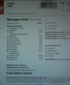Alternative view of Giuseppe Verdi, Elisabeth Schwarzkopf, Christa Ludwig, Nicolai Gedda, Nicolai Ghiaurov, Janet Baker, Carlo Maria Giulini, Philharmonia Chorus & Philharmonia Orchestra - Requiem / Quattro Pezzi Sacri (2xCD, Comp, RM) (Near Mint (NM or M-))