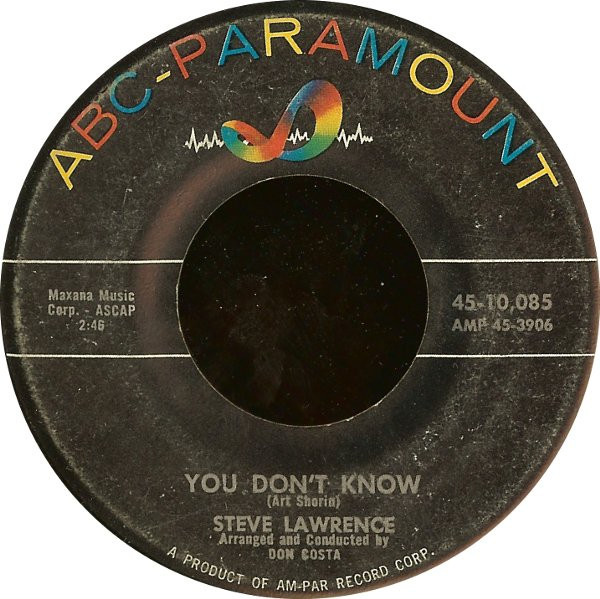 Steve Lawrence (2) - Footsteps / You Don't Know (7", Single) (Near Mint (NM or M-)) - Image 2