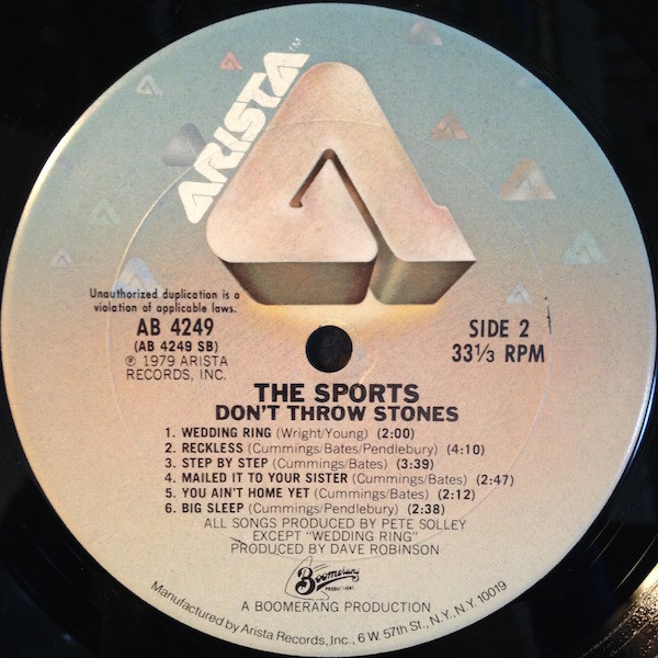 The Sports - Don't Throw Stones (LP, Album, Ter) (Mint (M)) - Image 4