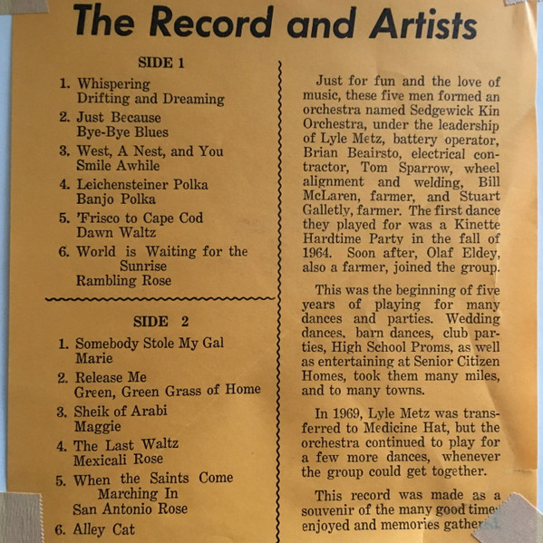 Lyle Metz & His Men - Music For Dancing (LP, Album) (Mint (M)) - Image 2