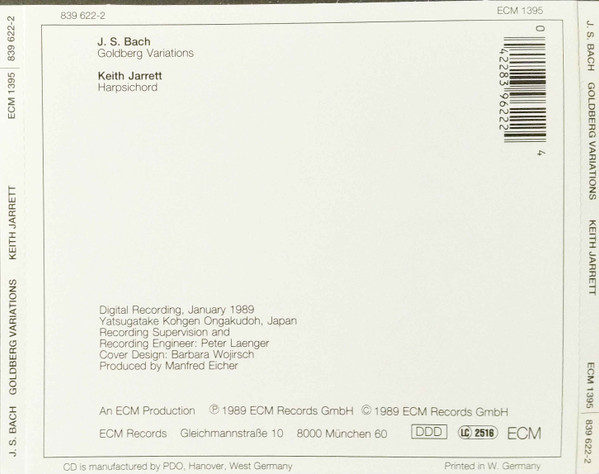 Johann Sebastian Bach / Keith Jarrett - Goldberg Variations (CD, RE, Uni) (Near Mint (NM or M-)) - Image 2