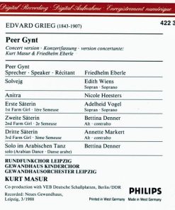 Alternative view of Edvard Grieg - Kurt Masur - Gewandhausorchester Leipzig - Peer Gynt (CD, Album) (Near Mint (NM or M-))