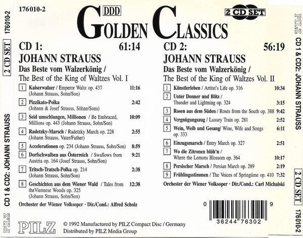 Johann Strauss Jr. - Das Beste Vom Walzerkönig = The Best Of The King Of Waltzes (2xCD) (Near Mint (NM or M-)) - Image 2