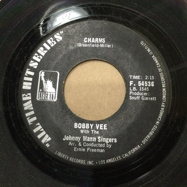 Bobby Vee With The Johnny Mann Singers - The Night Has A Thousand Eyes / Charms (7", Single, RE) (Near Mint (NM or M-)) - Image 4