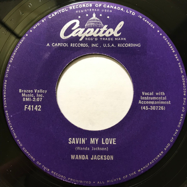 Wanda Jackson - You've Turned To A Stranger / Savin' My Love (7") (Very Good (VG)) - Image 2
