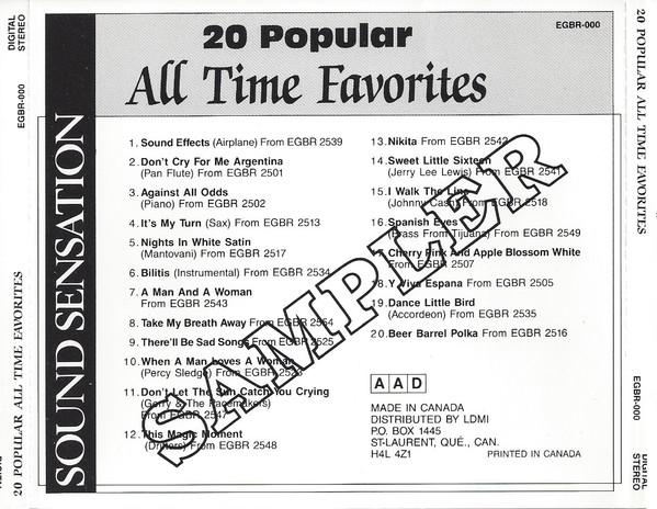 Various - 20 Popular All Time Favorites (CD, Album, Comp, Smplr) (Near Mint (NM or M-)) - Image 3