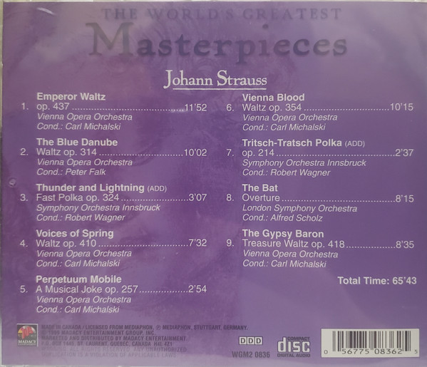 Johann Strauss Jr. - The World's Greatest Masterpieces (CD) (Near Mint (NM or M-)) - Image 2