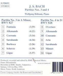Alternative view of Johann Sebastian Bach - Wolfgang Rübsam (2) - Partitas Nos. 3 and 4 (CD) (Near Mint (NM or M-))