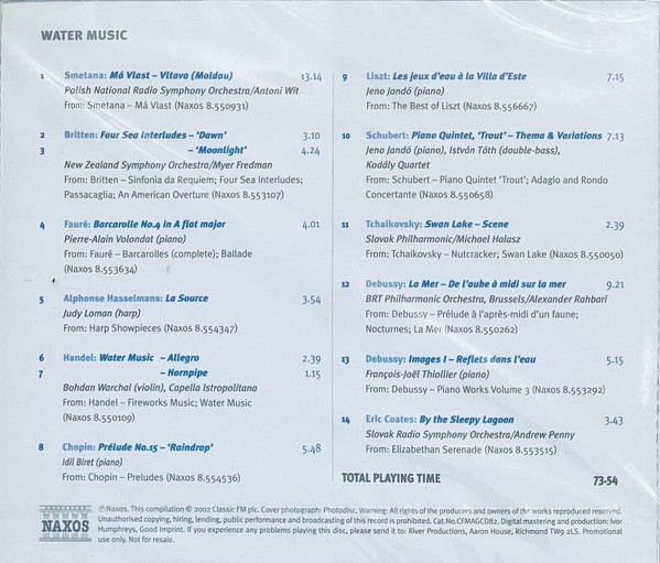 Various - Water Music (CD, Comp, Promo) (Near Mint (NM or M-)) - Image 2