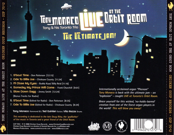 Tony Monaco (3) & His Toronto Trio - Live At The Orbit Room (CD, Album) (Near Mint (NM or M-)) - Image 2