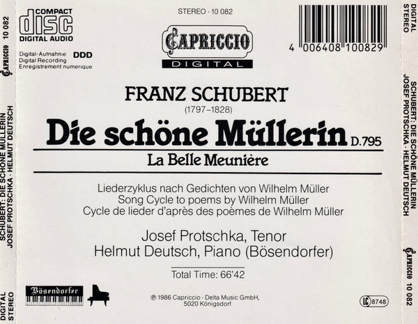 Franz Schubert / Josef Protschka, Helmut Deutsch - Die Schöne Müllerin D. 795 - La Belle Meuniere (CD, Album) (Near Mint (NM or M-)) - Image 2