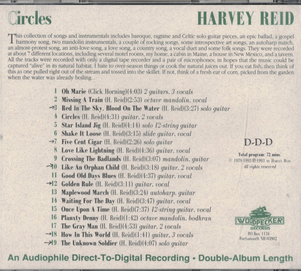 Harvey Reid - Circles (CD, Album) (Near Mint (NM or M-)) - Image 2