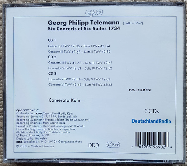 Georg Philipp Telemann, Camerata Köln - Concerts & Suites 1734 (3xCD, Album) (Near Mint (NM or M-)) - Image 2