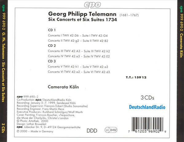 Georg Philipp Telemann, Camerata Köln - Concerts & Suites 1734 (3xCD, Album) (Near Mint (NM or M-)) - Image 3