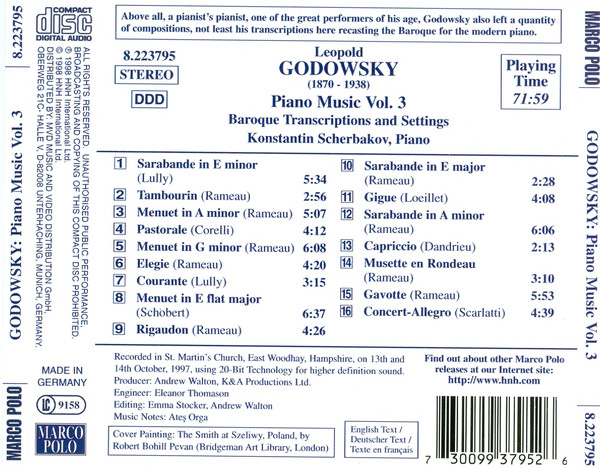 Leopold Godowsky, Konstantin Scherbakov - Piano Music, Vol. 3 (CD, Album) (Near Mint (NM or M-)) - Image 2