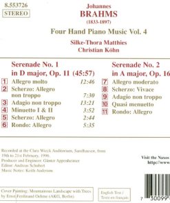Alternative view of Johannes Brahms - Christian Köhn, Silke-Thora Matthies - Four Hand Piano Music Vol. 4 - Serenades Nos. 1 and 2 (CD, Album) (Near Mint (NM or M-))