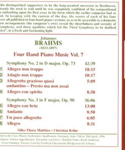 Alternative view of Johannes Brahms - Christian Köhn, Silke-Thora Matthies - Four Hand Piano Music Vol. 7 - Symphony No. 2 & 3 (CD, Album) (Near Mint (NM or M-))