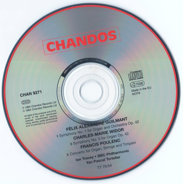 Francis Poulenc, Charles-Marie Widor, Alexandre Guilmant - Ian Tracey, BBC Philharmonic, Yan Pascal Tortelier - Guilmant/Widor/Poulenc: Organ Concertos (CD, Album) (Near Mint (NM or M-)) - Image 3