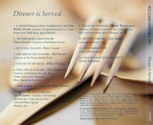Various - Willams-Sonoma Dinner Is Served (CD, Comp) (Near Mint (NM or M-)) - Image 2