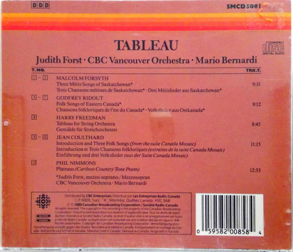 Judith Forst, CBC Vancouver Orchestra, Mario Bernardi (2) - Tableau (CD, Album) (Near Mint (NM or M-)) - Image 2