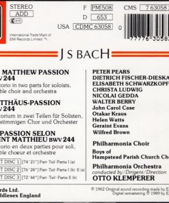Alternative view of Johann Sebastian Bach - Philharmonia Chorus, Philharmonia Orchestra, Otto Klemperer, Peter Pears, Dietrich Fischer-Dieskau, Elisabeth Schwarzkopf, Christa Ludwig, Nicolai Gedda, Walter Berry - Matthäus-Passion = St. Matthew Passion = La Passion Selon Saint Matthieu (3xCD, Album, RE, RM) (Near Mint (NM or M-))