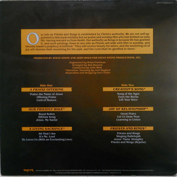 Jack Hayford, Steve Stone (23), John Wold (2) - Priests & Kings (LP) (Mint (M)) - Image 2