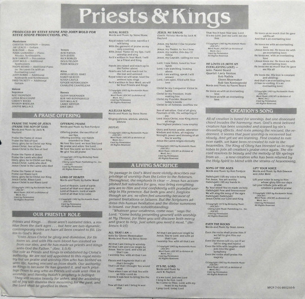 Jack Hayford, Steve Stone (23), John Wold (2) - Priests & Kings (LP) (Mint (M)) - Image 3
