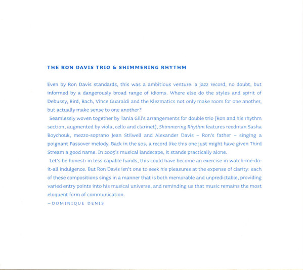 The Ron Davis Trio & Shimmering Rhythm - Shimmering Rhythm (CD, Album) (Near Mint (NM or M-)) - Image 5