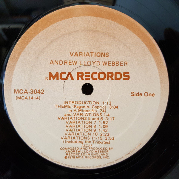 Andrew Lloyd Webber - Variations (LP, Album, RE) (Mint (M)) - Image 3