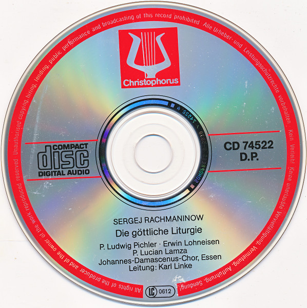 Sergei Vasilyevich Rachmaninoff, The Johannes-Damascenus Choir Of Essen - Die Göttliche Liturgie Des Heiligen Vaters Johannes Chrysostomus = The Divine Liturgy Of Our Holy Father John Chrysostom (CD, Album) (Near Mint (NM or M-)) - Image 3