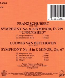 Alternative view of Franz Schubert / Ludwig van Beethoven - Simfonični Orkester RTV Ljubljana, Anton Nanut - Symphony No. 8 "Unfinished" / Symphony No. 5 (CD, Album) (Near Mint (NM or M-))