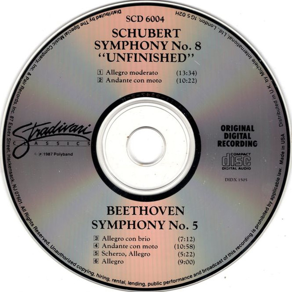 Franz Schubert / Ludwig van Beethoven - Simfonični Orkester RTV Ljubljana, Anton Nanut - Symphony No. 8 "Unfinished" / Symphony No. 5 (CD, Album) (Near Mint (NM or M-)) - Image 3