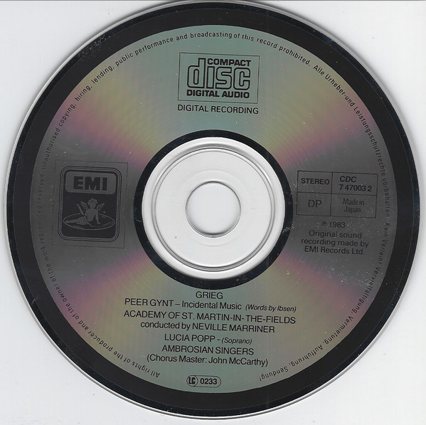 Edvard Grieg - The Academy Of St. Martin-in-the-Fields, Sir Neville Marriner, The Ambrosian Singers - Peer Gynt Incidental Music (CD, Album, RP) (Near Mint (NM or M-)) - Image 2